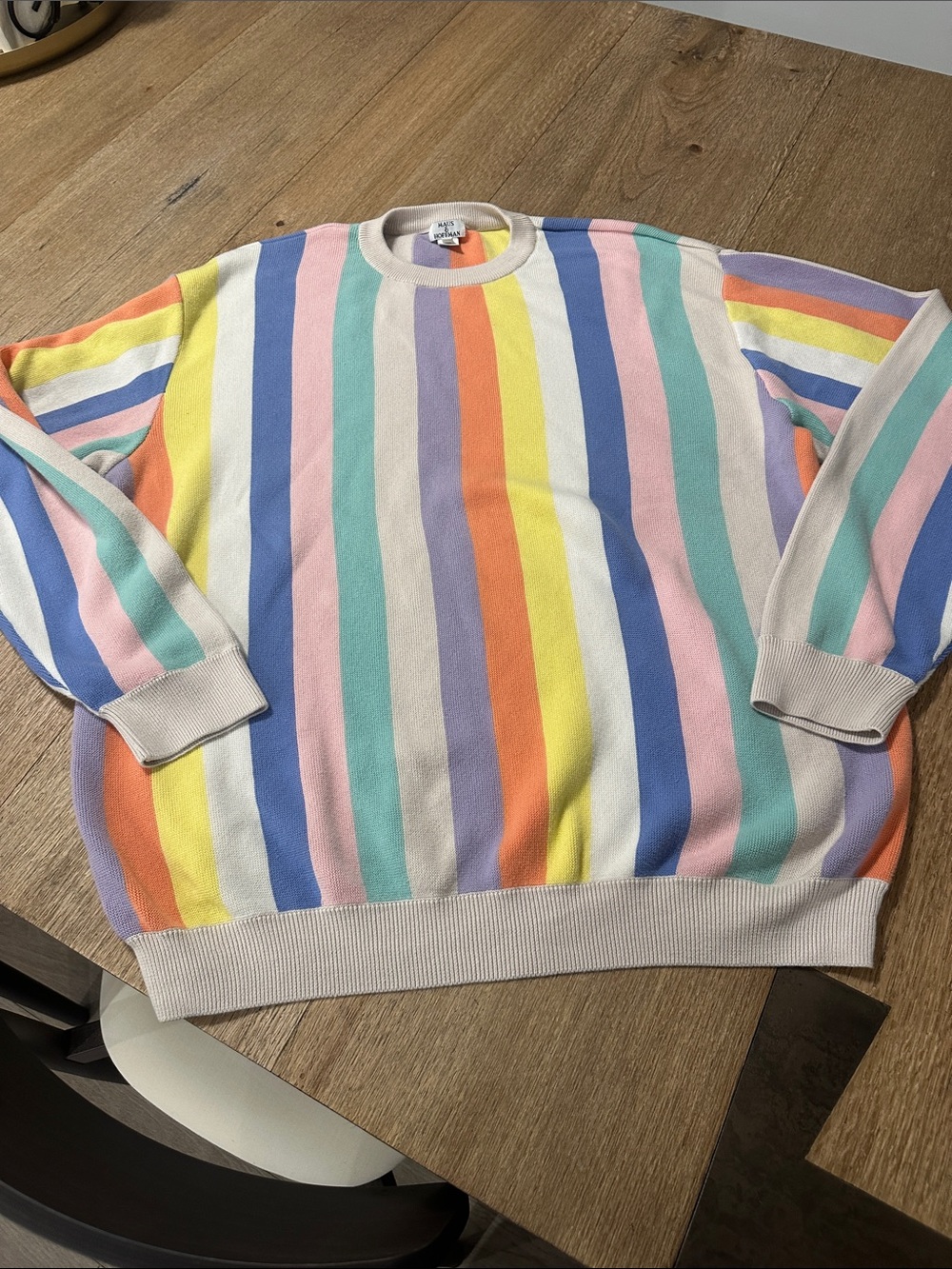 Vintage Maus & Hoffman Designer‎ vertical colorful striped sweater Pima cotton